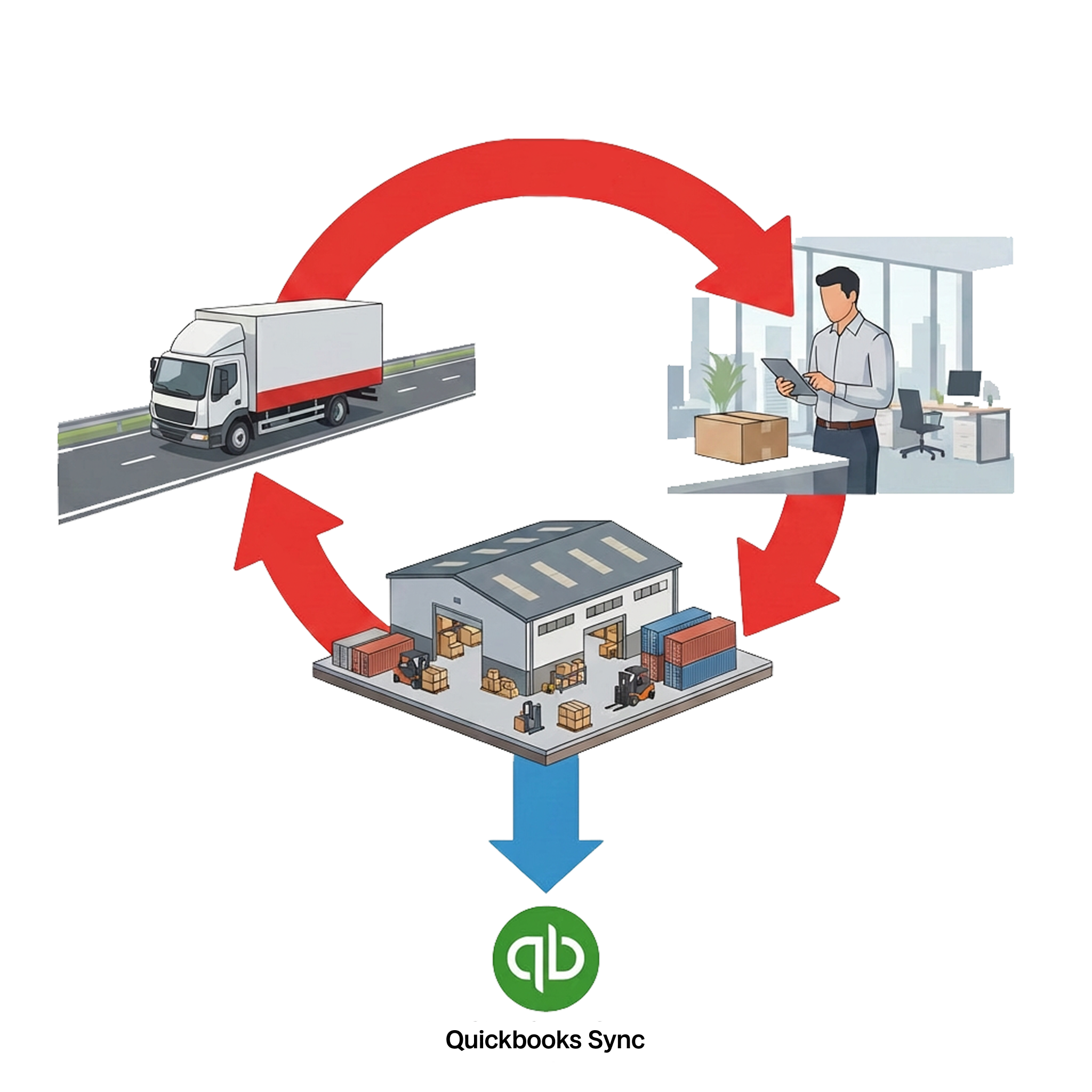 Route accounting software workflow from warehouse scanning to on-road navigation to delivery signature