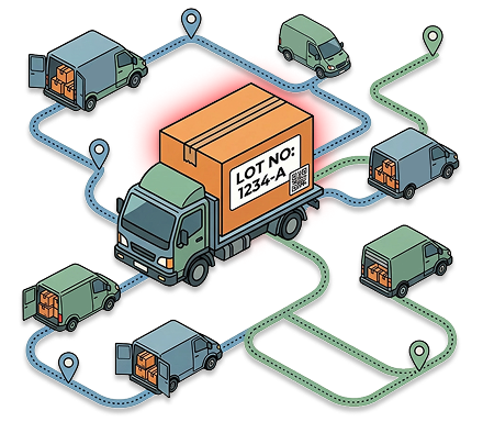 Lot tracking across vehicles and routes